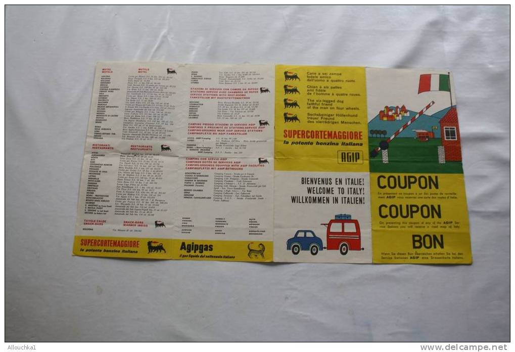 1962-GUIDE  PLANS RESEAUX TOURISTIQUE STATION ESSENCE -AGIP COUPON-ITALIE- INDICAZIONI -ENTE PROVINCIALE TURISMO - - Europa