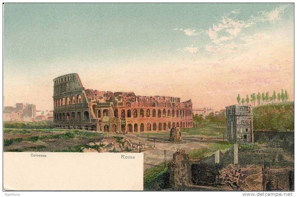 Cartolina Lithografica Roma Colosseo - Colisée