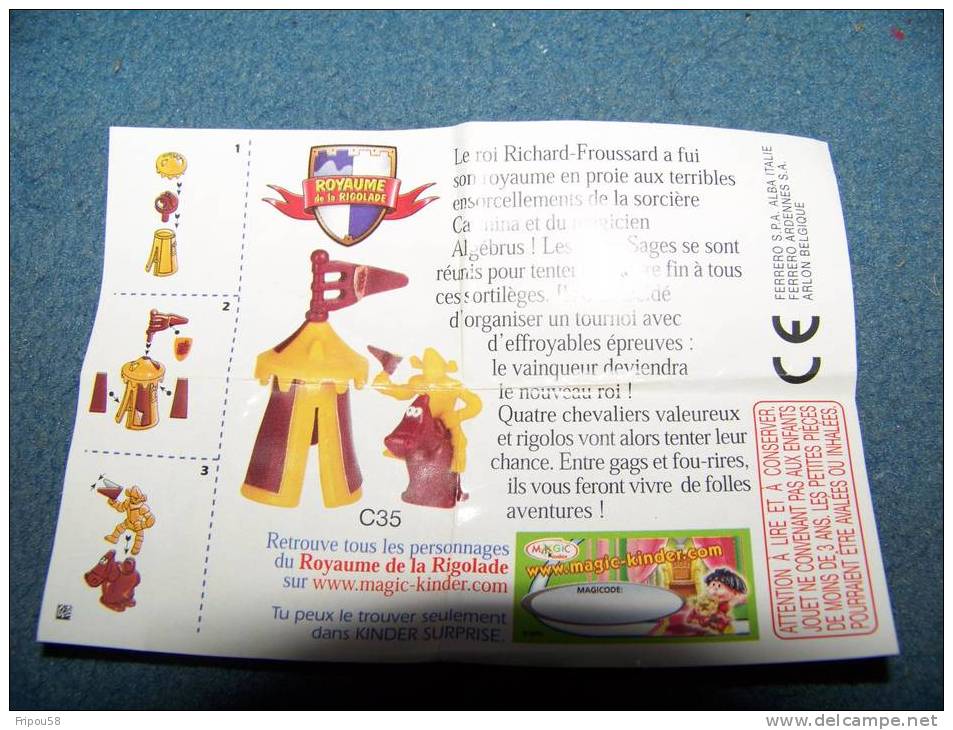 KINDER BPZ ROYAUME DE LA RIGOLADE C35 - Instructions