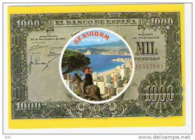 ESPAGNE , Billet De Banque De 1000 Ptas Et Vue De BENIDORM (Alicante ) ; TB - Munten (afbeeldingen)