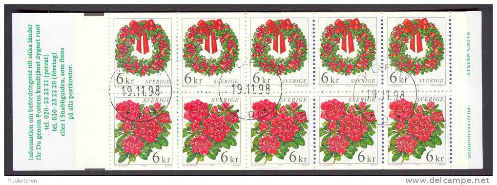 Sweden 1998 MH-MiNr. 248 Traditionelle Weinachtsblumen Christmas Flowers Cancelled Booklet - 1904-50
