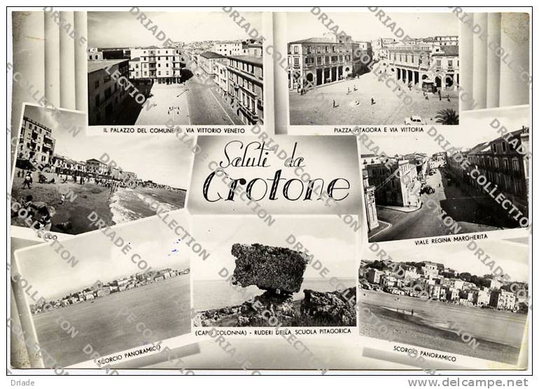 CARTOLINA FORMATO GRANDE DI CROTONE VIAGGIATA ANIMATA - Crotone