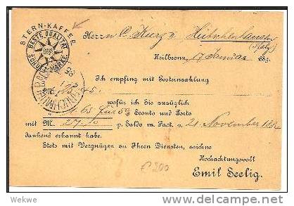 Wtb107/  WÜRTTEMBERG - Ganzsache Mit Kaffee-Werbung (café) 1885 - Postwaardestukken