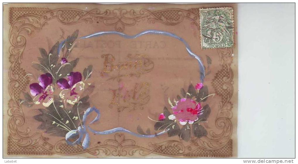 Carte En Mica  Avec Bouquet De Violettes  Bonne Fête - Autres & Non Classés