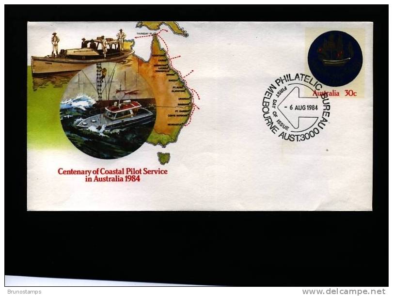 AUSTRALIA - 1984 CENTENARY OF COASTAL PILOT SERVICE PRESTAMPED ENVELOPE FDI - Enteros Postales