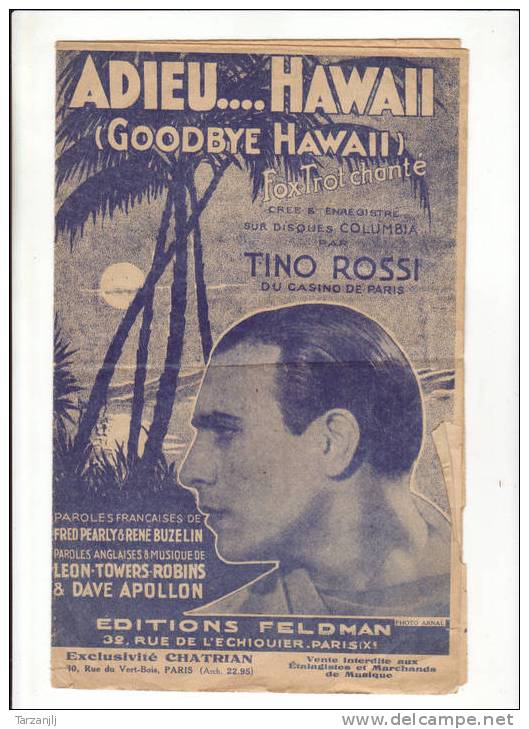 Partition Et Paroles De Adieu... Hawaii (Goodbye Hawaii) Par Tino Rossi Et Autres - Gesang (solo)