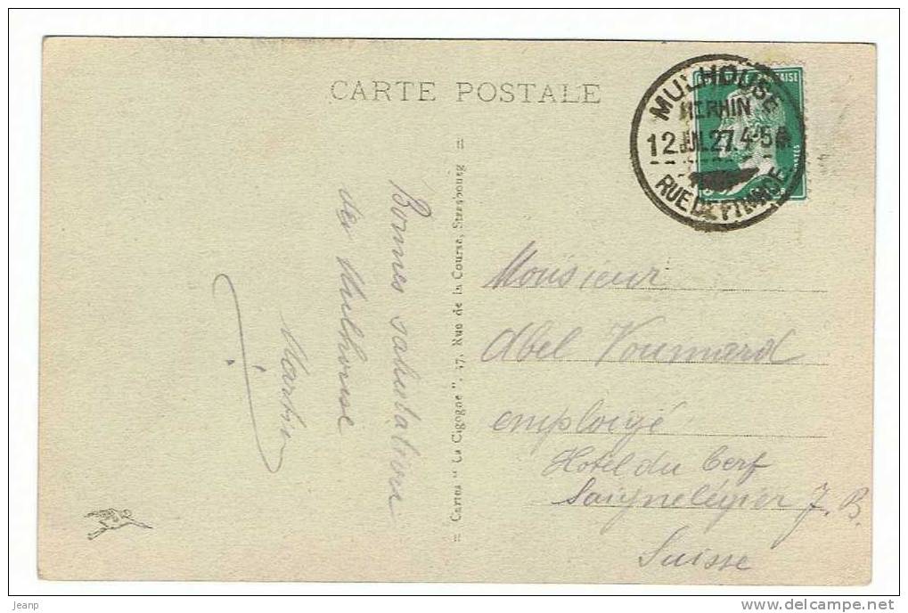 30c Pasteur Yvert 174 Sur CPI5 Pour La Suisse, 1927 - 1922-26 Pasteur
