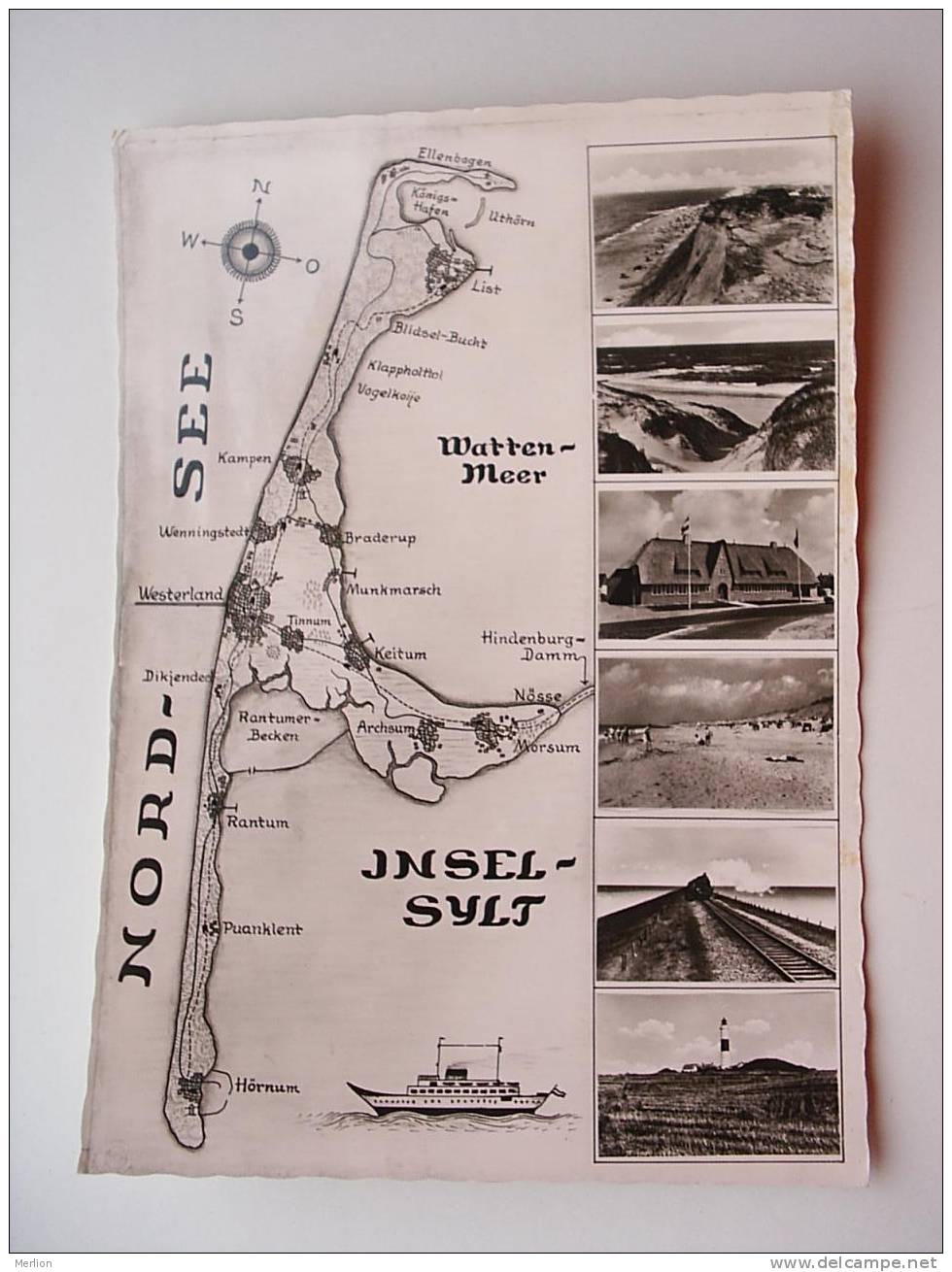 Nordseebad Kampen -Sylt - Morsum Rantum Puanklent Hörnum -- MAP  -  Cca 1950-60´s    -  VF  D46918 - Sylt