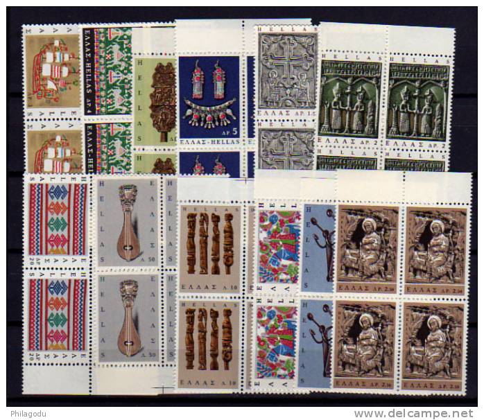 Grèce 1966, Arts Populaires, 4x 899/900 ** Cote 28 € **sans Charnière ++Postfrich++Mint N.H - Unused Stamps
