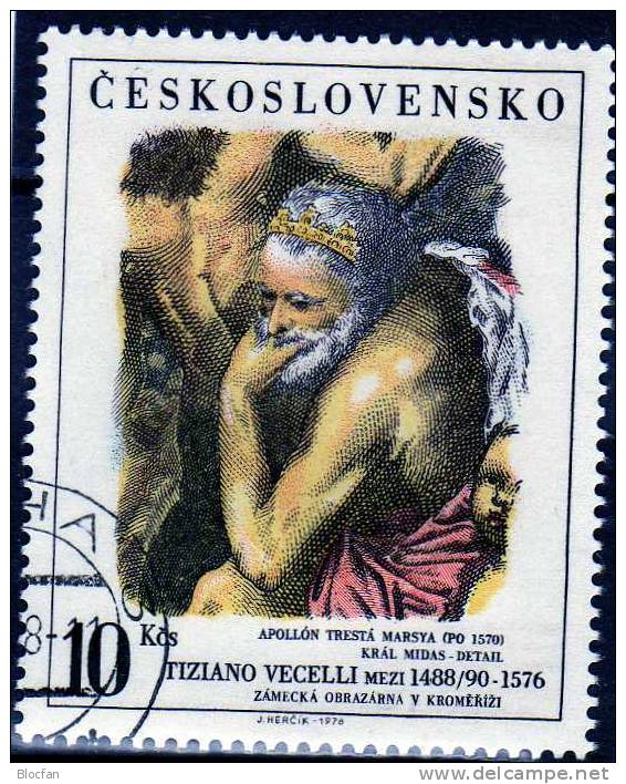 Tag Der FIP Aufdruck PRAGA 1978 CSR 2463/4,ZD+Block 38 O 56€ Plus E-Kt. Gemälde Tizian Bloc Sheet Tschechoslowakei - Storia Postale