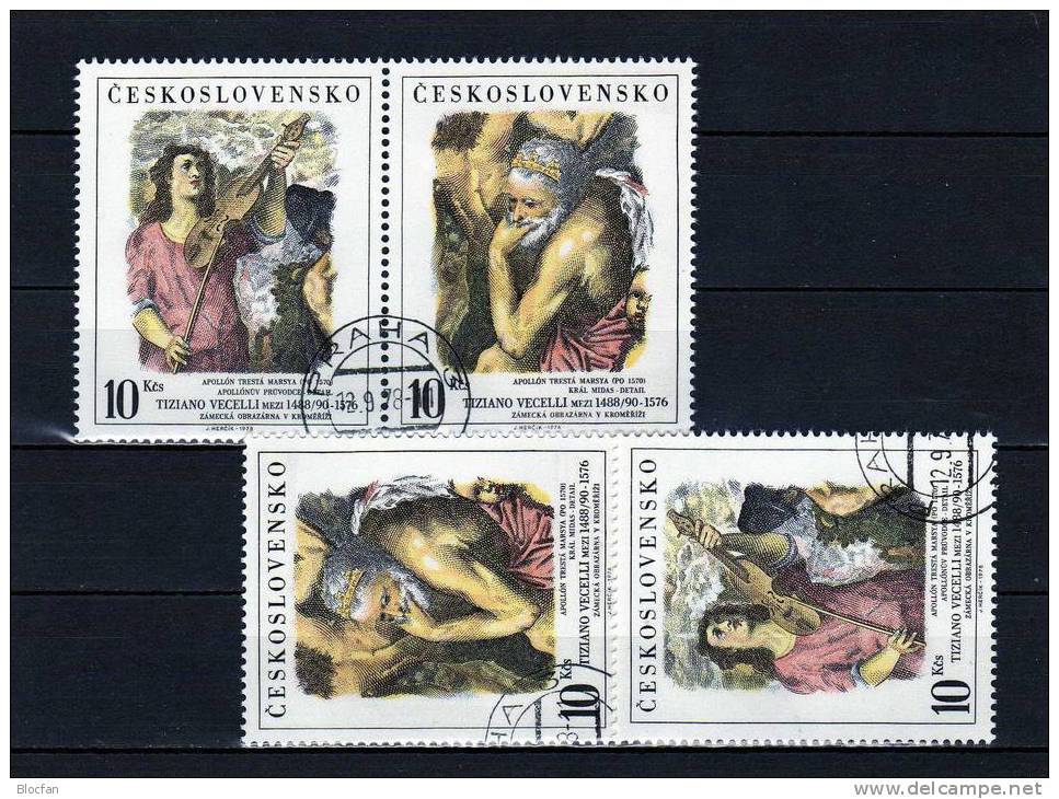 Tag Der FIP Aufdruck PRAGA 1978 CSR 2463/4,ZD+Block 38 O 56€ Plus E-Kt. Gemälde Tizian Bloc Sheet Tschechoslowakei - Covers & Documents