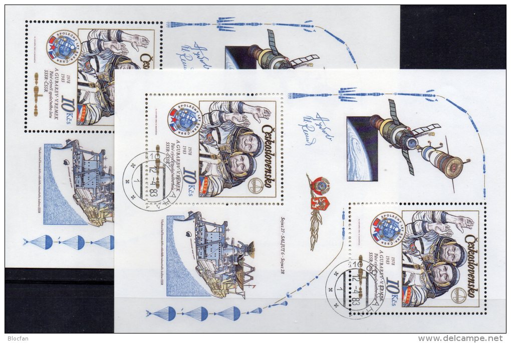 Kosmonauten-Flug Remek CSSR Block 53 ** Plus O 26€ Raumfahrt Kopplung Raketen Bf M/s Space Sheet Of Tschechoslowakei CSR - Russie & URSS