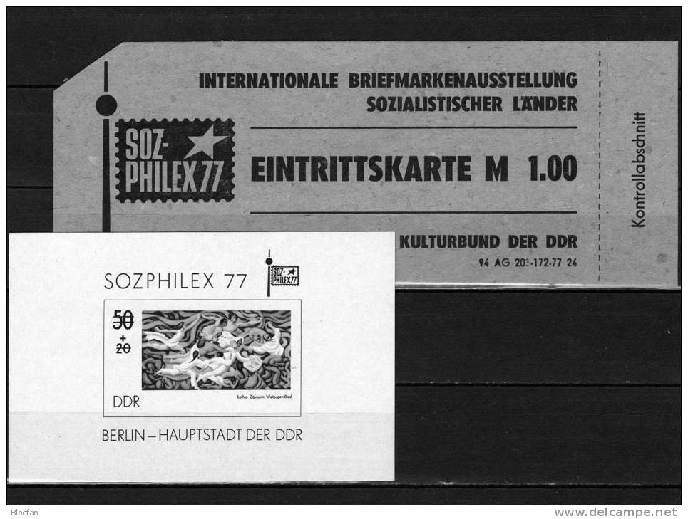 Berlin 1977 Ausstellungs - Set DDR 2247/8, KB, EZ, BM, Block 48 + SD1 Mit EK ** 34€ - Covers & Documents