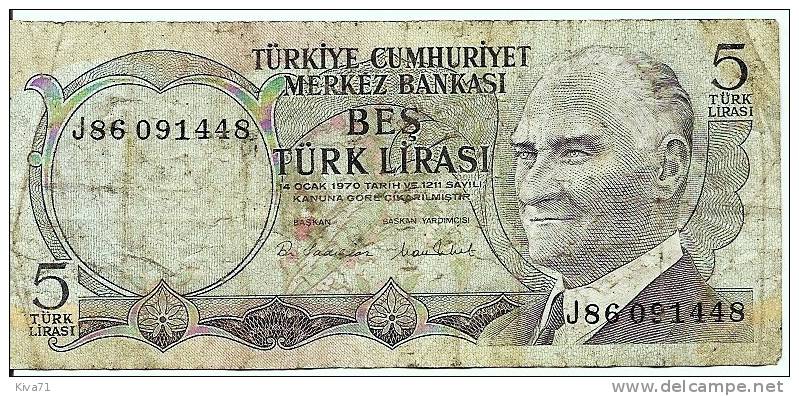 5 Lira "TURQUIE"      Usagé - Türkei