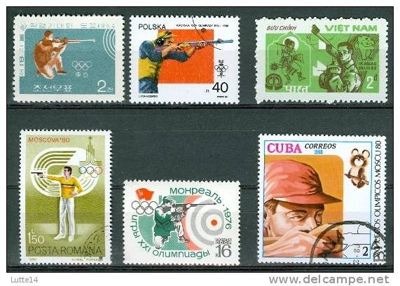 TIR : Lot N°01 De 6 Timbres Différents  URSS - Corée - Pologne - Viet Nam - Roumanie - Cuba - Tir (Armes)