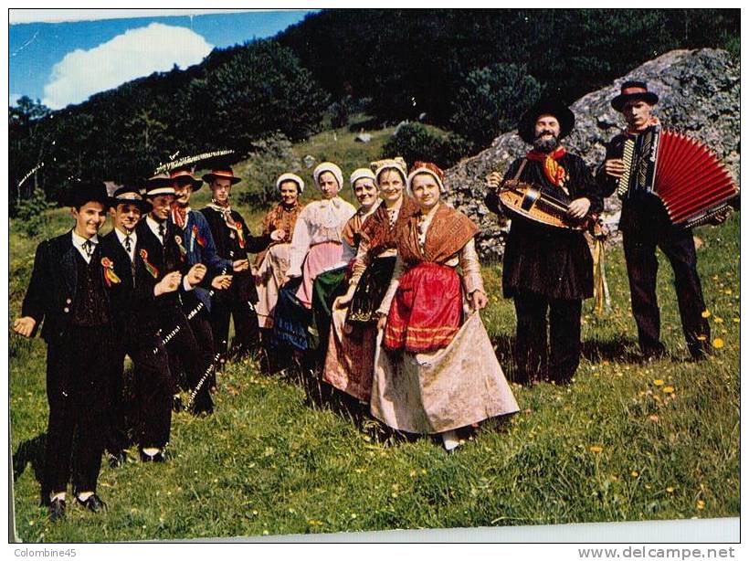 Cpm Groupe Folklorique La Bourree De St Flour Auvergne  ( Accordeon ) - Musica