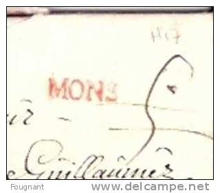 BELGIQUE:1764:Précurseur De MONS à LILLE.Pays-Bas Autrichiens.Lettre De Noblesse.MONS Griffe Rouge. - 1714-1794 (Austrian Netherlands)