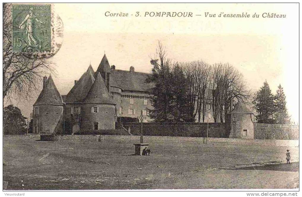 CPA. ANIMEE. POMPADOUR. VUE D'ENSEMBLE DU CHATEAU. DATEE 1922. - Arnac Pompadour