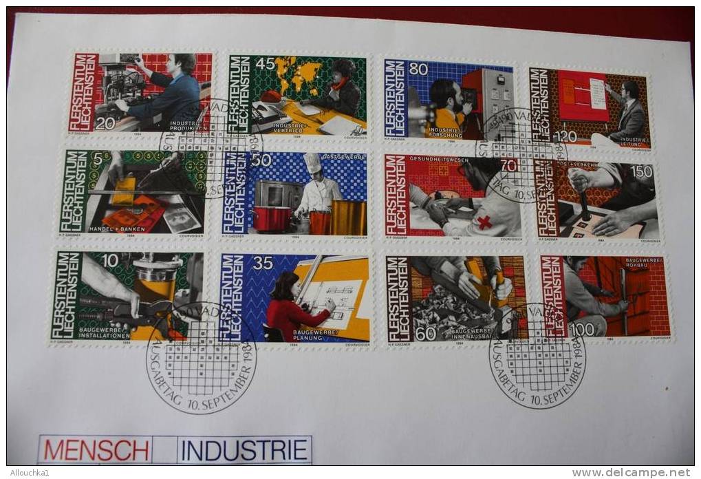 10-09-1984--MARCOPHILIE-LETTRE DU LIECHTENSTEIN -MENSCH INDUSTRIE - UND DIENSTLEISTUNG -ARBEIT BAUGEWERBE CROIX ROUGE - - Franking Machines (EMA)