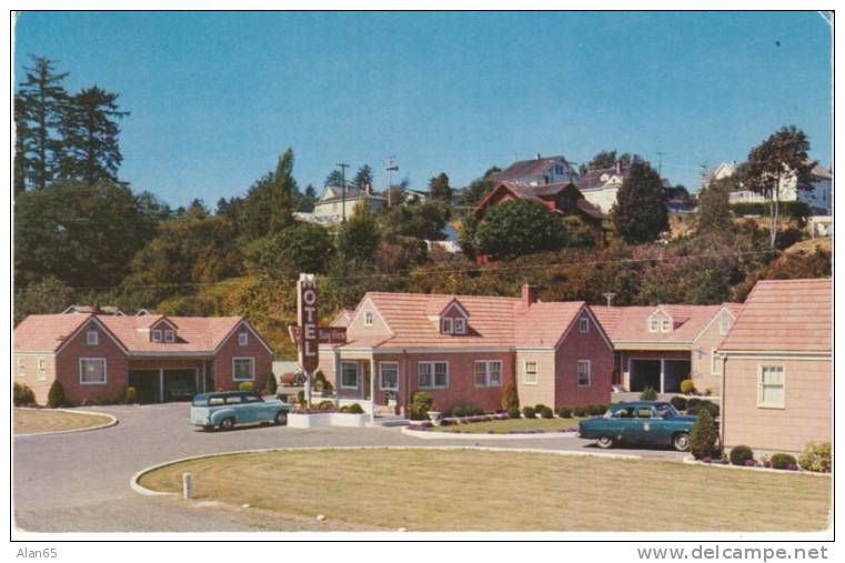 Bayview Motel Astoria Oregon, 1950s Vintage Autos On Chrome Postcard - Autres & Non Classés