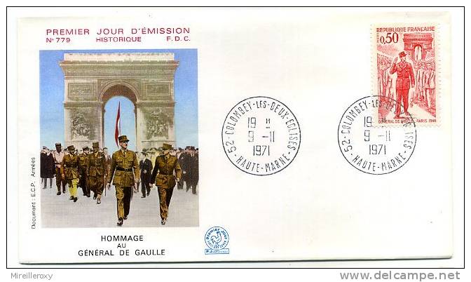 HOMMAGE AU GENERAL DE GAULLE 1ER JOUR COLOMBEY LES DEUX EGLISES - De Gaulle (General)
