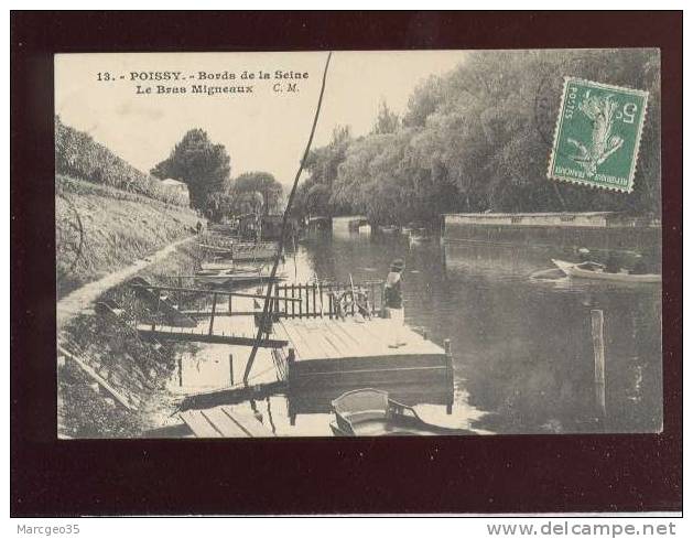 Poissy Bords De La Seine Le Bras Migneaux édit.C.M. N° 13 Bateau Péniche Belle Carte - Poissy