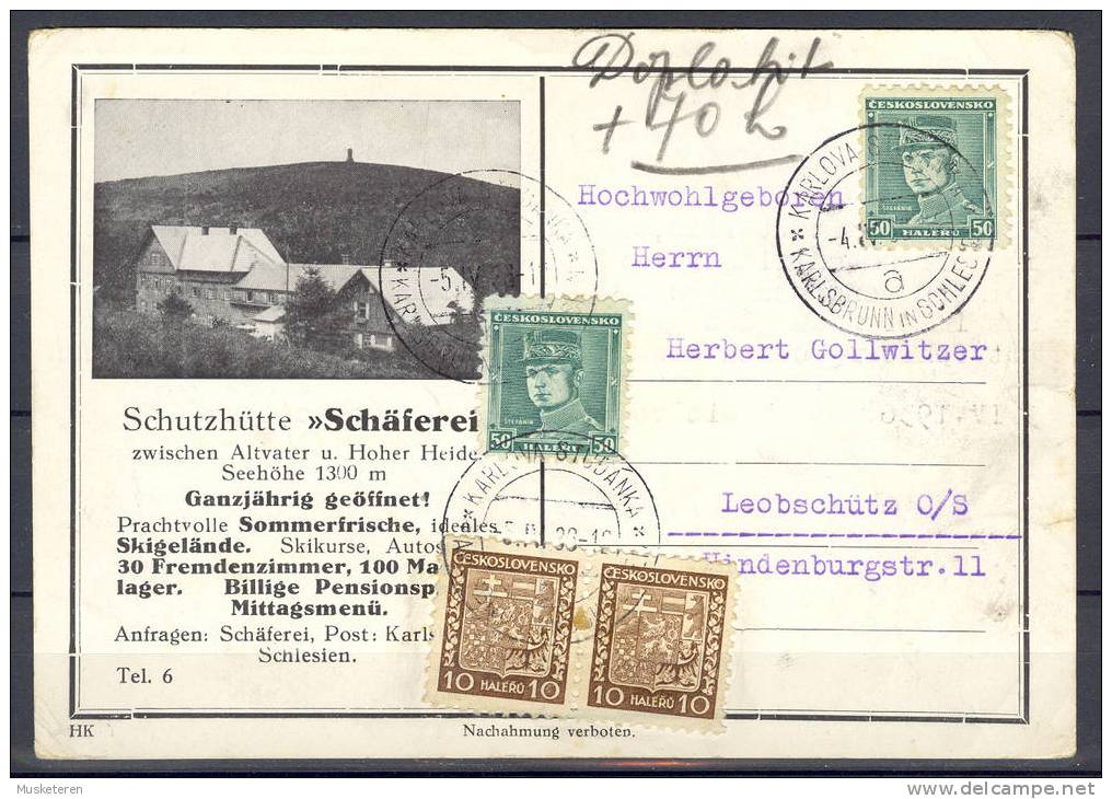 Czechoslovakia Mult Franked Card 1933 Schutzhütte To Germany - Lettres & Documents