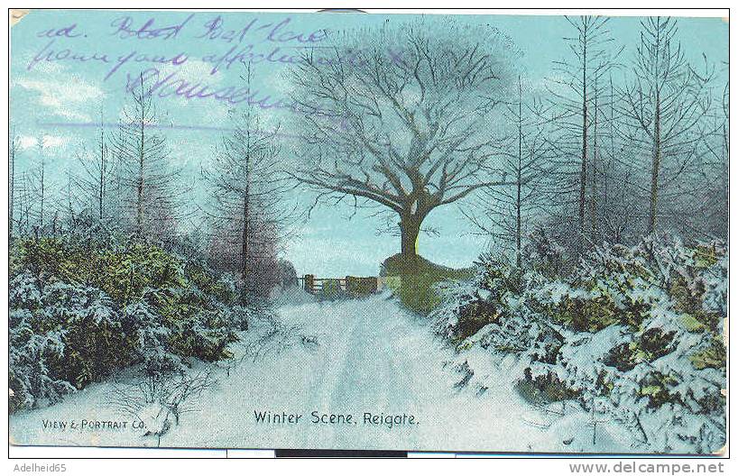 Winter Scene In Reigate 1908 Publ. View & Portrait Co - Surrey