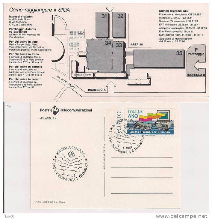 SIOA 5` SALONE / INFORMATICA E TELEMATICA /1987 / BOLOGNA. ANNULLO SPECIALE - Computers