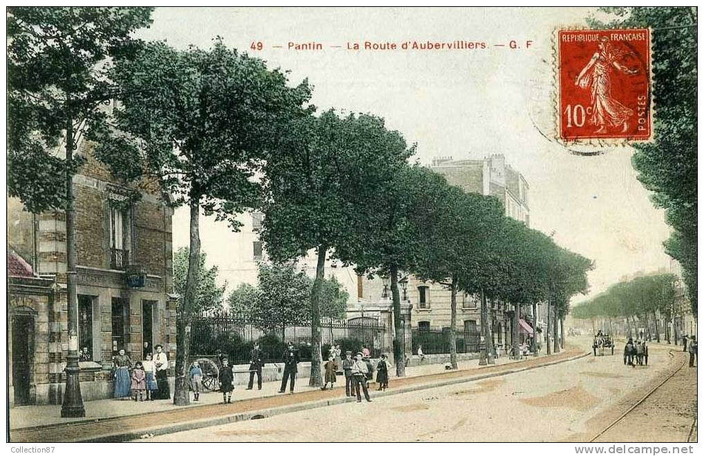 93 - PANTIN - ROUTE D'AUBERVILLIERS - LA POSTE - BELLE CARTE COLORISEE - Pantin