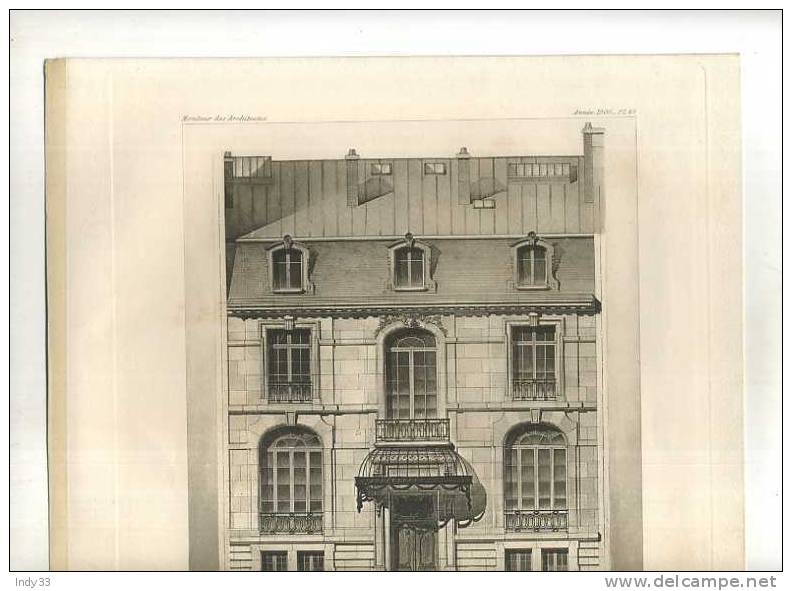 - HÔTEL PARTICULIER RUE HAMELIN A PARIS . L. PARENT ARCHI . PLANCHE PARUE EN 1900 . - Architectuur