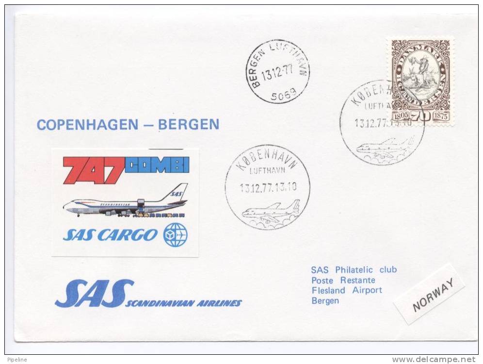 Denmark First SAS Flight B-747/Combi Copenhagen - Bergen 13-12-1977 - Briefe U. Dokumente