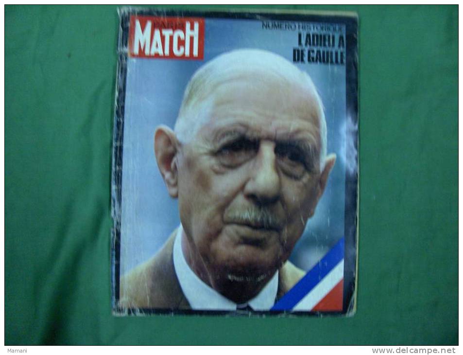 Paris Match-l´adieu A De Gaulle-dessin Aldebert-hoviv-esspe-trez- - Allgemeine Literatur