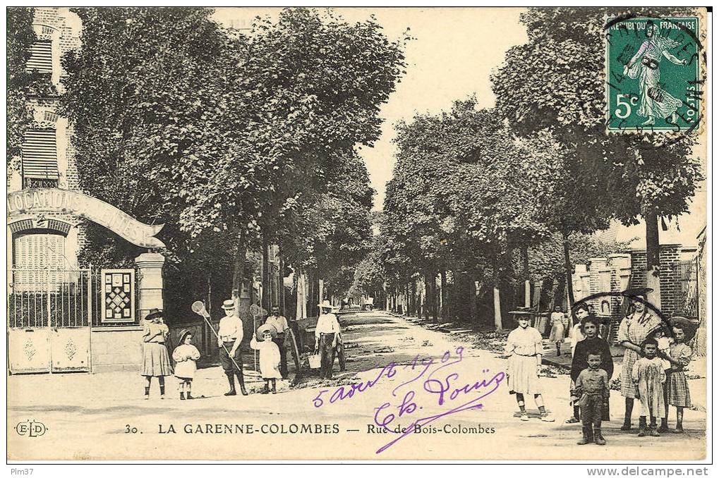 LA GARENNE COLOMBES - Rue De Bois-Colombes - Belle Animation - Voy. 1909 - La Garenne Colombes