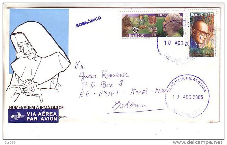 GOOD BRAZIL Postal Cover To ESTONIA 2005 - Good Stamped: Persones - Briefe U. Dokumente