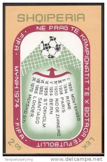 SHEET, Albania Sc1535 74' World Cup, Munich, MH - 1974 – Allemagne Fédérale