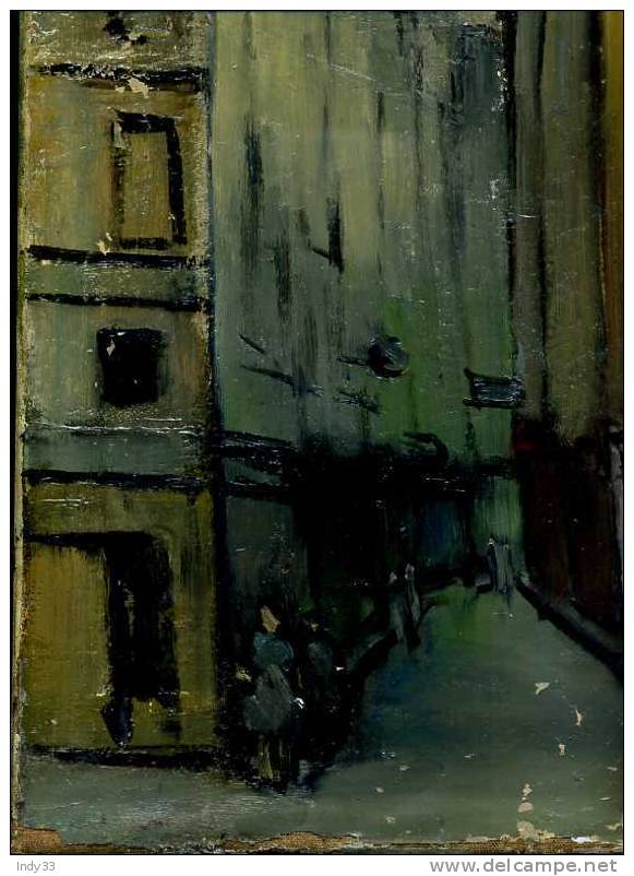 - RUE DE PARIS ?. HUILE SUR TOILE  . NON SIGNEE . ANNOTEE AU DOS A.  GUYOT - Huiles