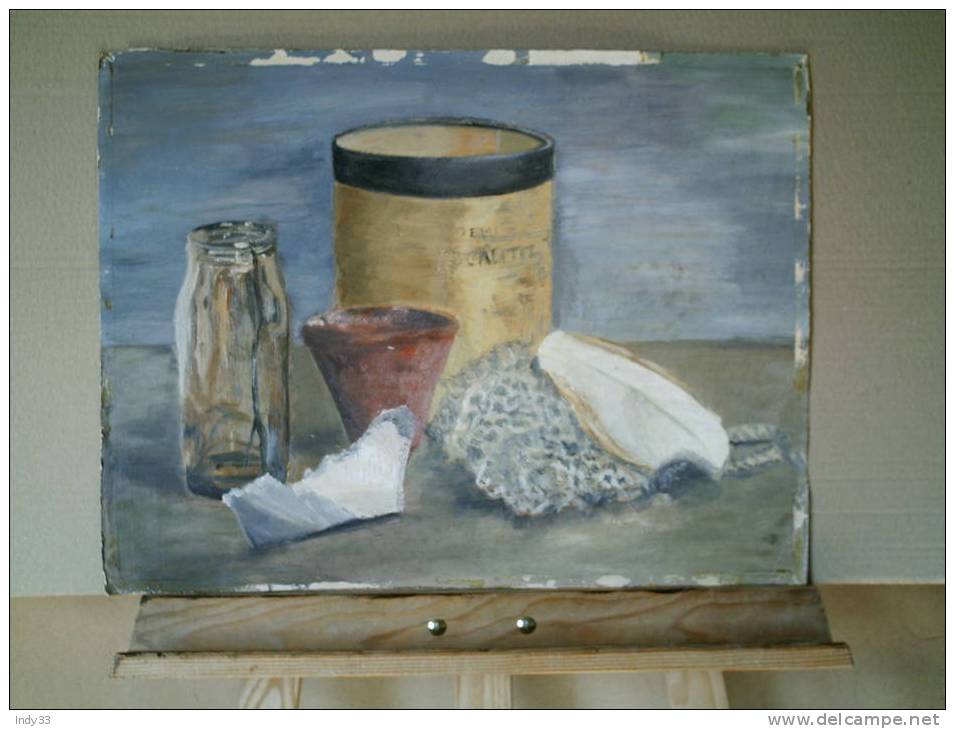 - NATURE MORTE DOUBLE FACE . HUILE SUR CARTON FIN NON SIGNEE - Oils