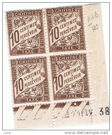 10c Taxe Yvert 29, A De A+B Du 21-2-38, Timbres ** - Segnatasse