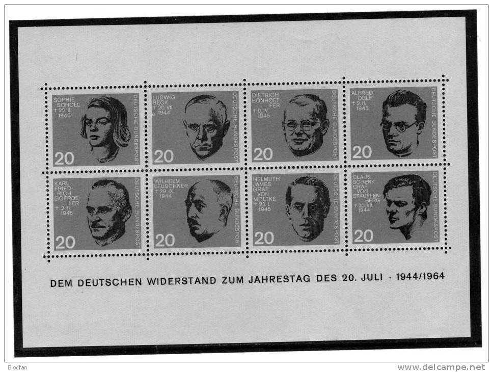 Widerstand Gegen Hitler 1944 BRD 431/8,4xER,3xVB,2x6-Block,8-Block+Bl.3 ** 51€ Blocchi Hb Ms Resistance Sheet Bf Germany - De Gaulle (General)