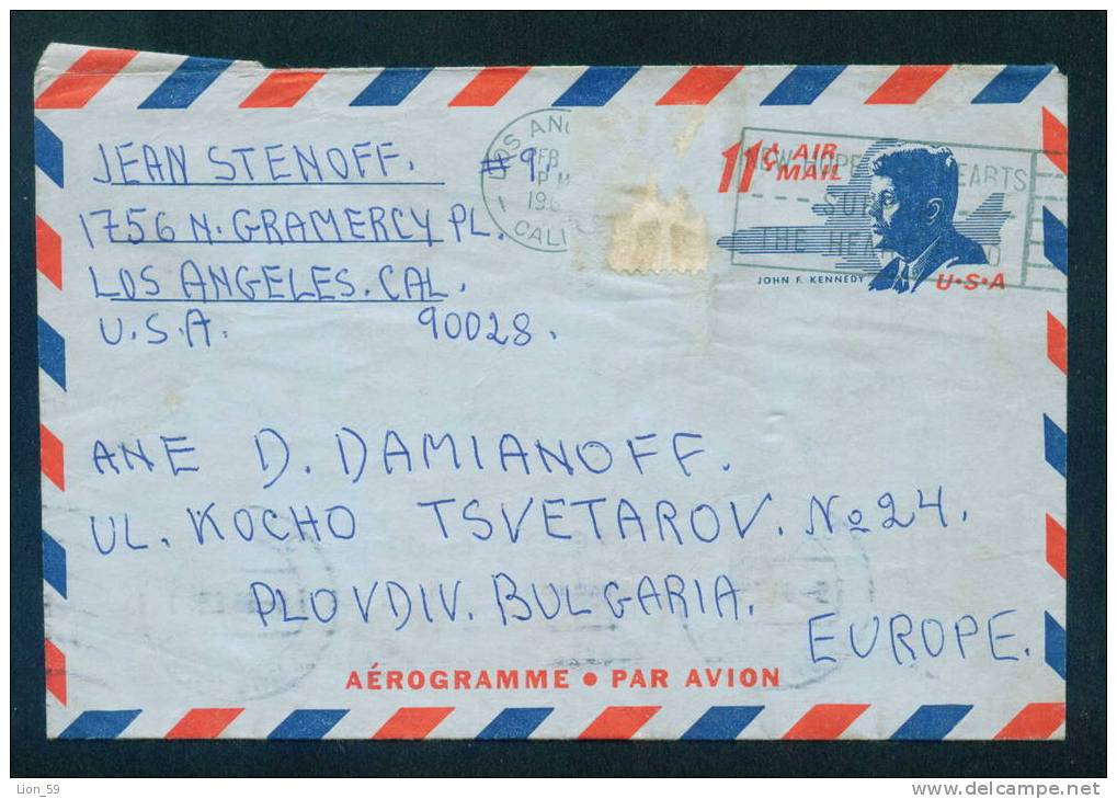 America United States AEROGRAMME Postal Stationery 1968 To Bulgaria Bulgarien Bulgarie Bulgarije / Ae 93 - 1961-80