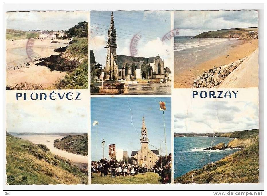 PLONEVEZ-PORZAY (Finistère) Multivues:Les Plages De Porzay Maritime,Sainte-Anne-la-Palud,Kervel,Kervigen,l'Eglise ;1969 - Plonévez-Porzay