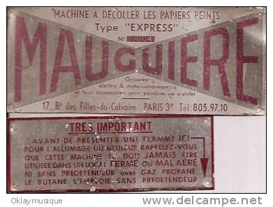 Plaque En Allu De Macine A Decollé Le Papier Peint De Marque MAUGUIERE - Autres & Non Classés