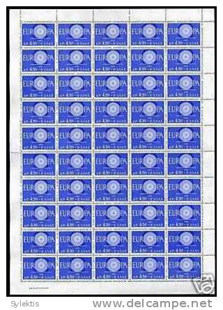 GREECE EUROPA 1960 SHEET OF 50 MNH - Ganze Bögen