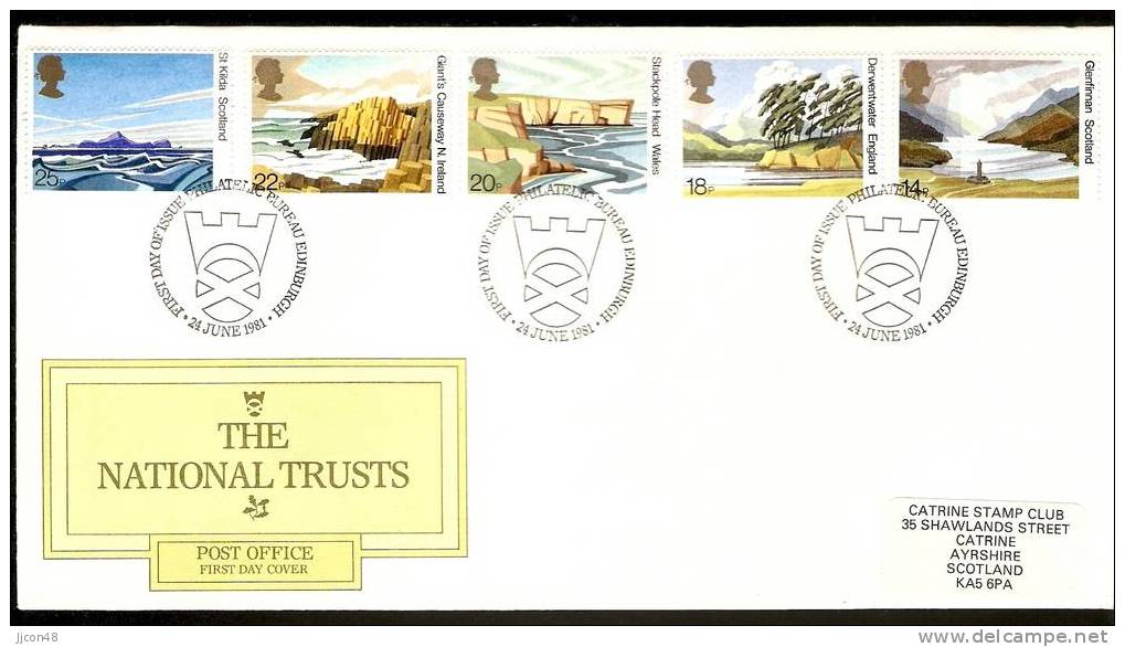 Great Britain 1981  The National Trusts  FDC.  Philatelic Bureau Edinburgh Cancel