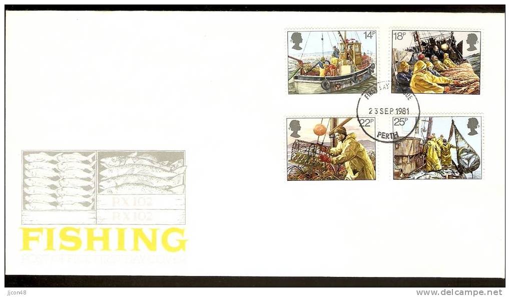 Great Britain 1981  Fishing Industry  FDC. Perth Cancel - 1981-1990 Dezimalausgaben