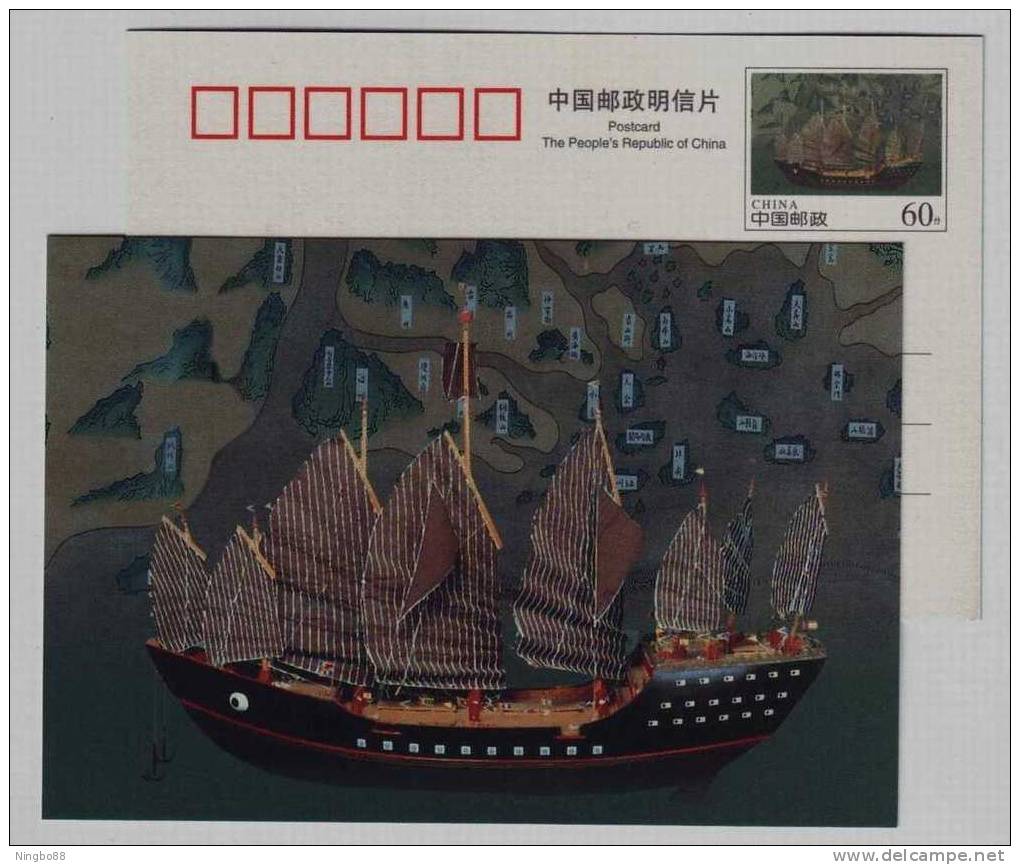 Sailing Ship,seafaring Map,shipbuilding And Navigation,CN00 Chinese Ancient Science & Technology Pre-stamped Card - Maritime