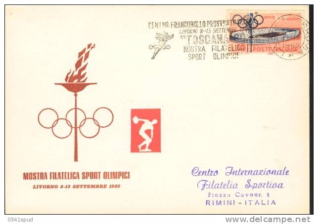 Jeux Olympiques  1960  Italia  Livorno  Annullo  Targhetta - Summer 1960: Rome