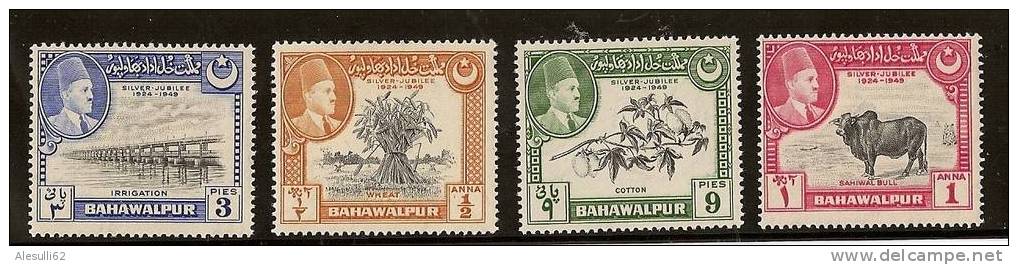 BAHAWALPUR - INDIA - 1949 - N. 18-19-20-21/**  Dent. 14 - Serie Completa - Bahawalpur