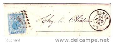 BELGIQUE : 1866:Timbre N°18 Sur:lettre De NAMUR Vers THY-LE-CHATEAU.Belles Oblitérations.Oblit.à Points 64,+Namur Double - 1865-1866 Perfil Izquierdo